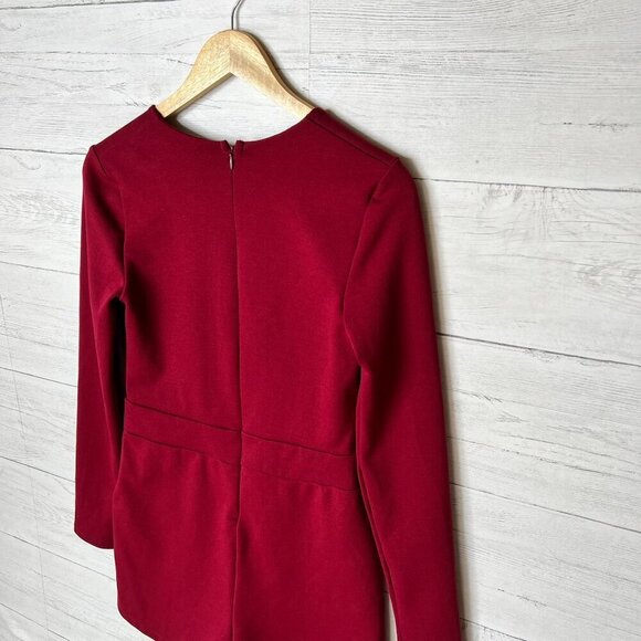 Silence + Noise Romper Womens Size Medium Cranberry Burgundy Long Sleeve Pockets - Picture 13 of 16